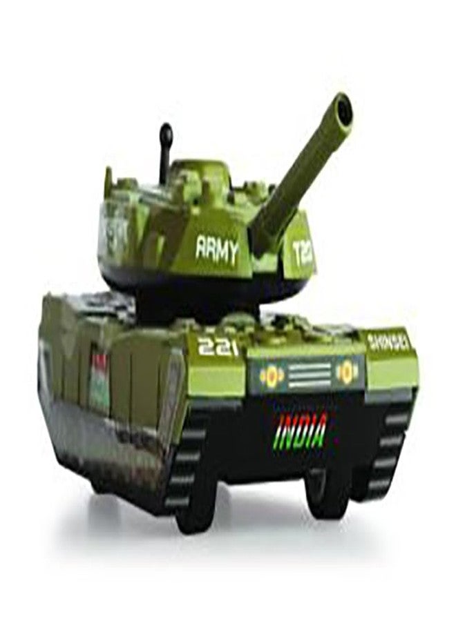 Toy Vibes Plastic Battle Tank T-20 Toys Vehicle Playset for Kids, Friction Powered Unbreakable Attractive Battle Tank T-20 Toy for Kids Boy and Girls (Green) (Pack of 3) - Image 1